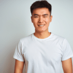 asian chinese man wearing winking looking at the camera